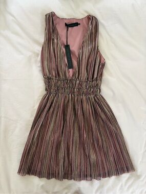 House of Harlow 1960 x REVOLVE Edie Mini Dress in Metallic Multi XXS NWT